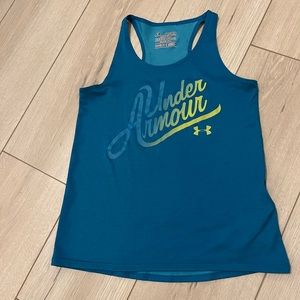 Under Armour Girls Youth Medium Heat gear exercise tank top in Teal ombré print